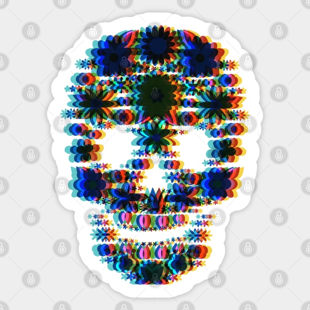 Surrealistic Flower Skull Sticker by HappyGiftArt